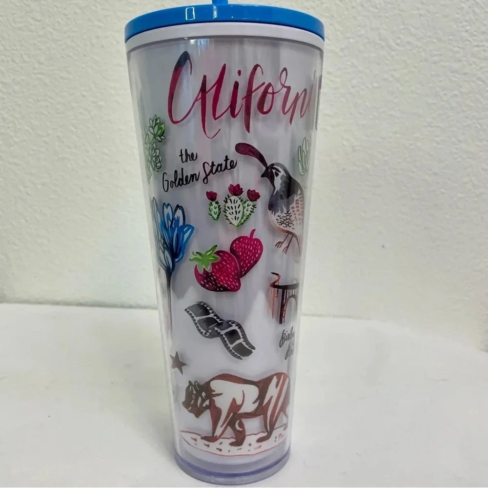 Starbucks California Venti Cold Cup Traveler Tumbler 24 oz Colorful Plastic